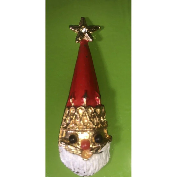 VINTAGE CHRISTMAS TREE PIN BROOCH MYLU SANTA CLAUS STAR HAT ENAMEL MCM HTF 60s - Picture 1 of 5